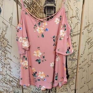 Kaileigh cold shoulder blouse - Dusty Pink Size L